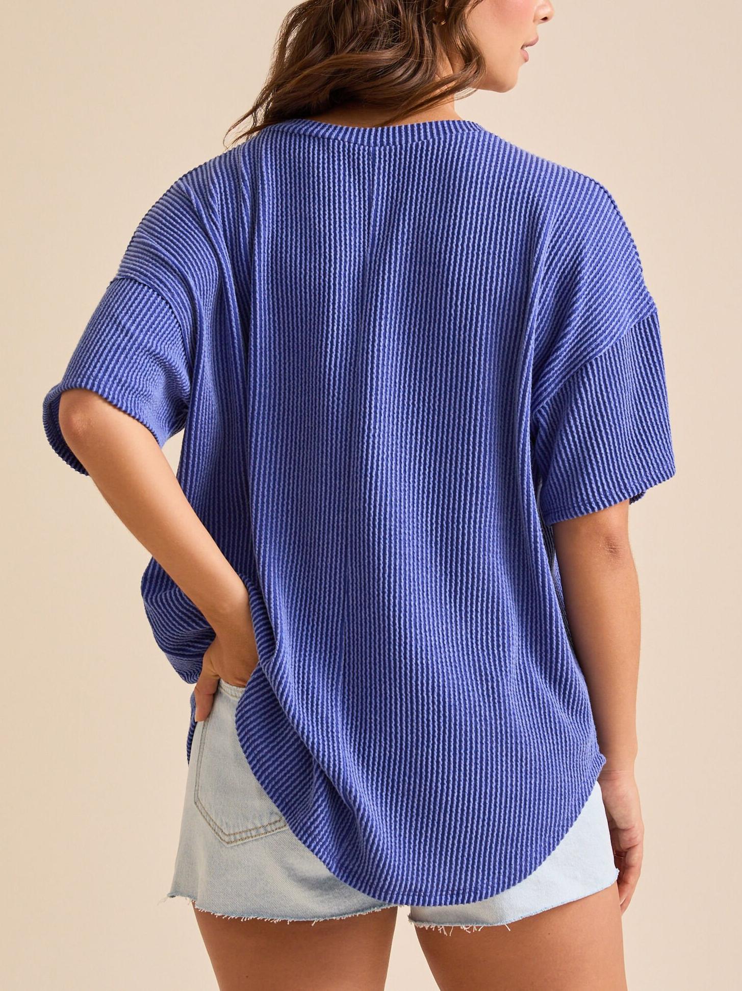 Women's Summer Ribbed Tunic Top