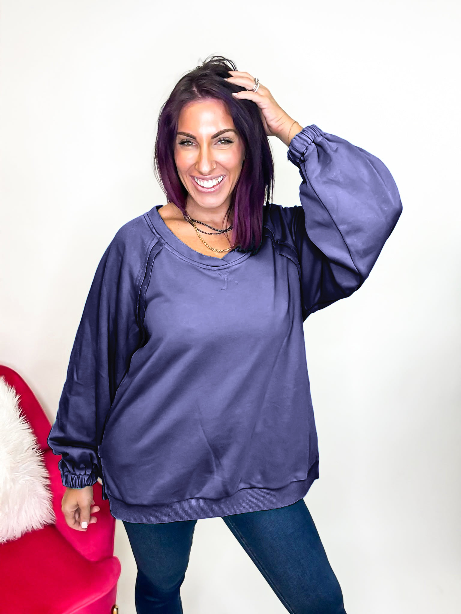 Cross Back Comfort French Terry Sweatshirt Hoodie