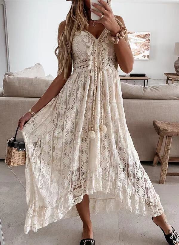 Boho Tassel Beach Summer Maxi Dress-hivebabe.com