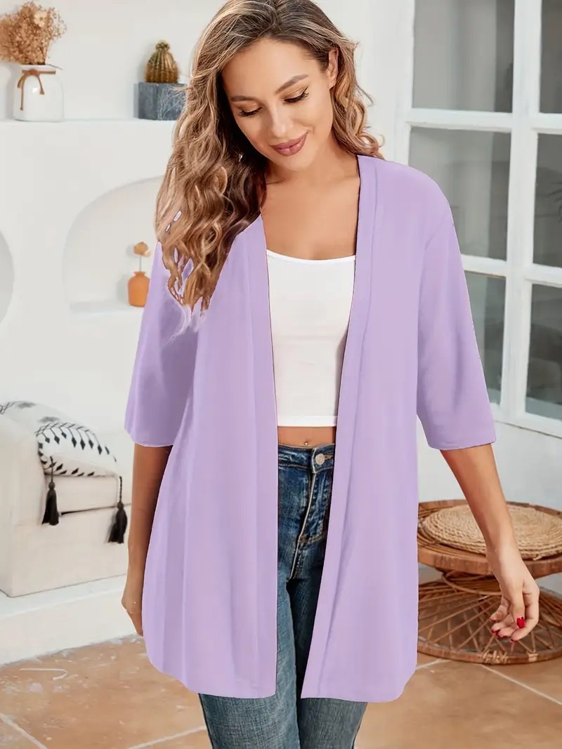 Women's Oversized Half Sleeve Open Front Cardigan
