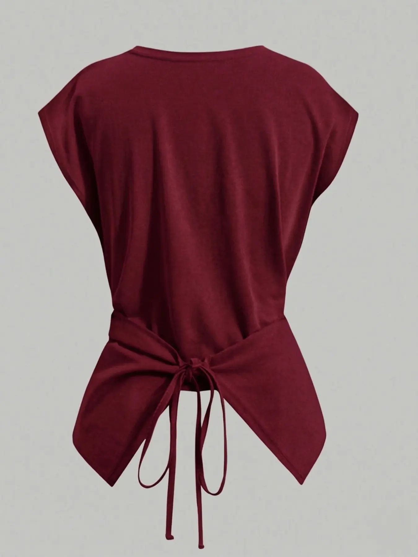 Women's Cap Sleeve Tie Back Cinched Waist Wrap Top