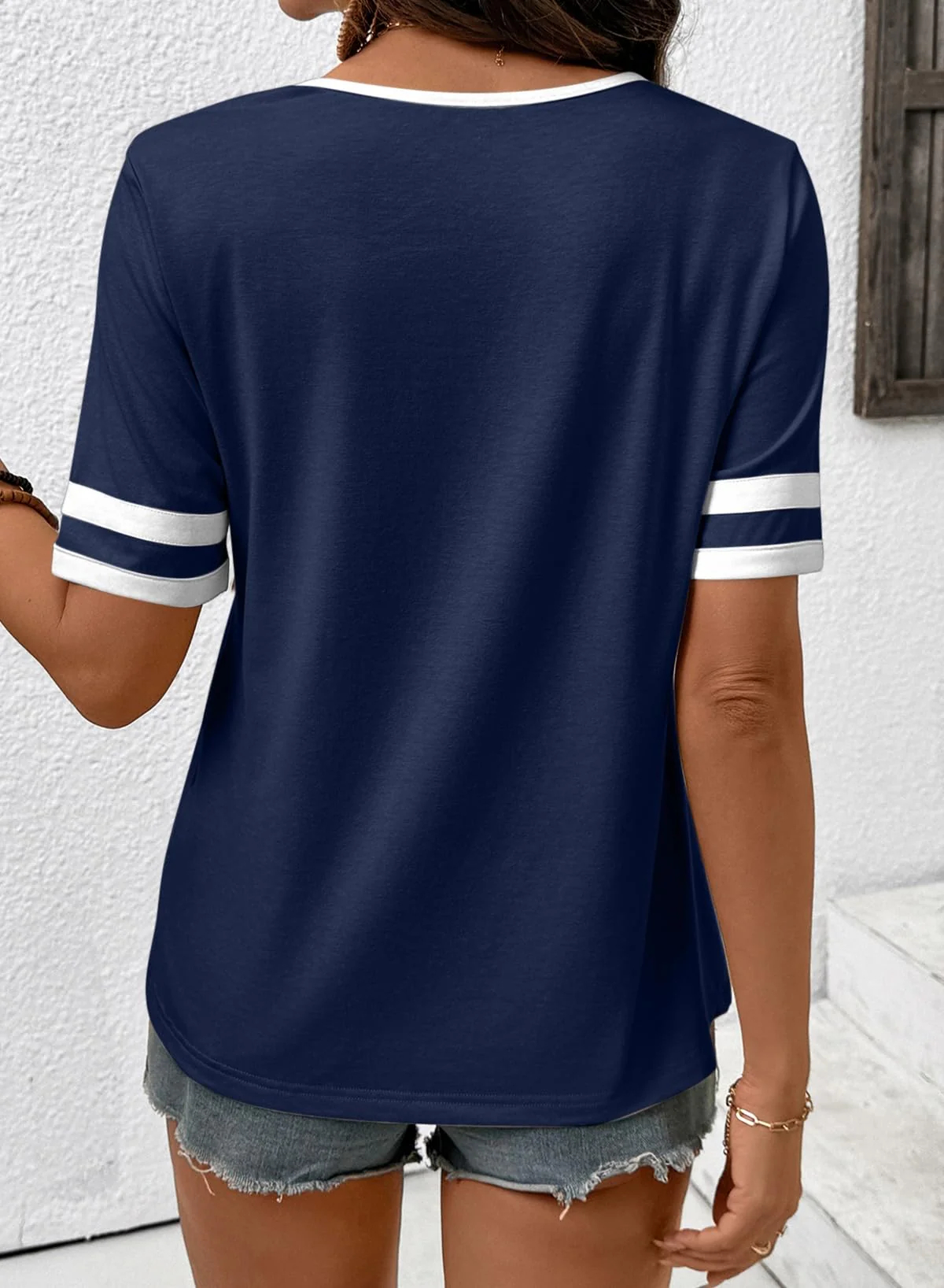 HOT SALE Women's Casual Colorblock V-Neck T-Shirt