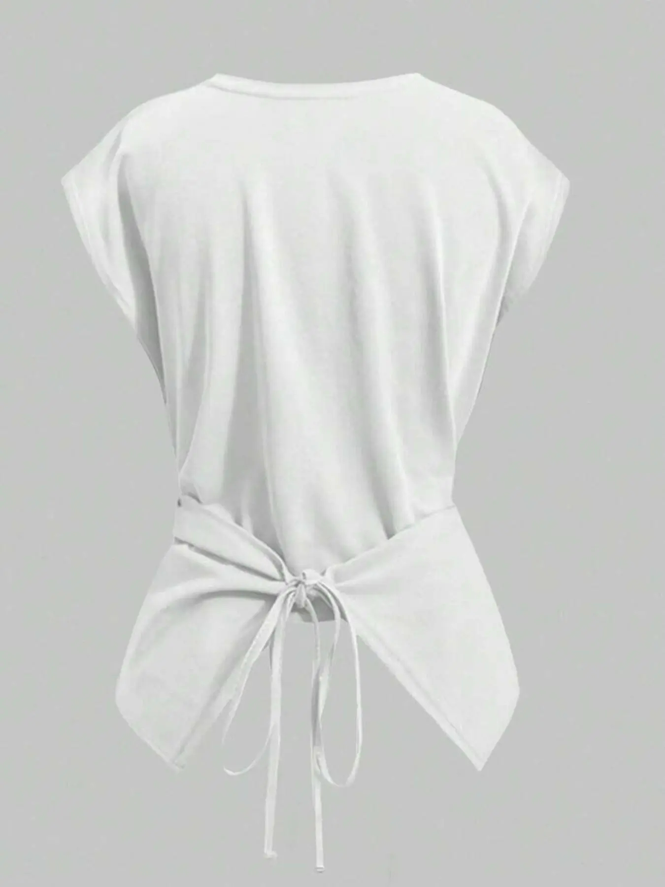 Women's Cap Sleeve Tie Back Cinched Waist Wrap Top