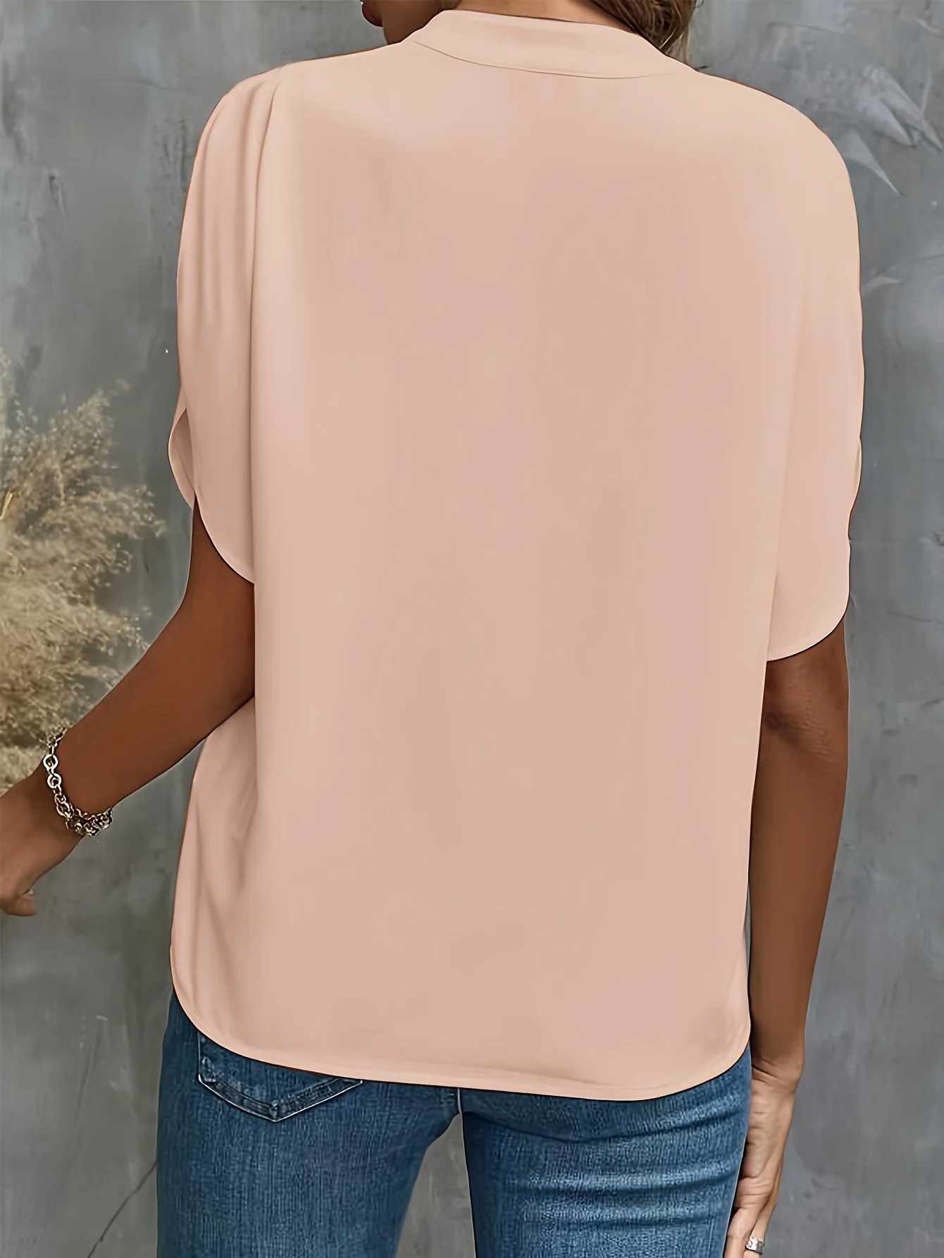 Women's Short Sleeve Solid Color Notch Collar Short Sleeve Shirt（Buy 3 Free Shipping）