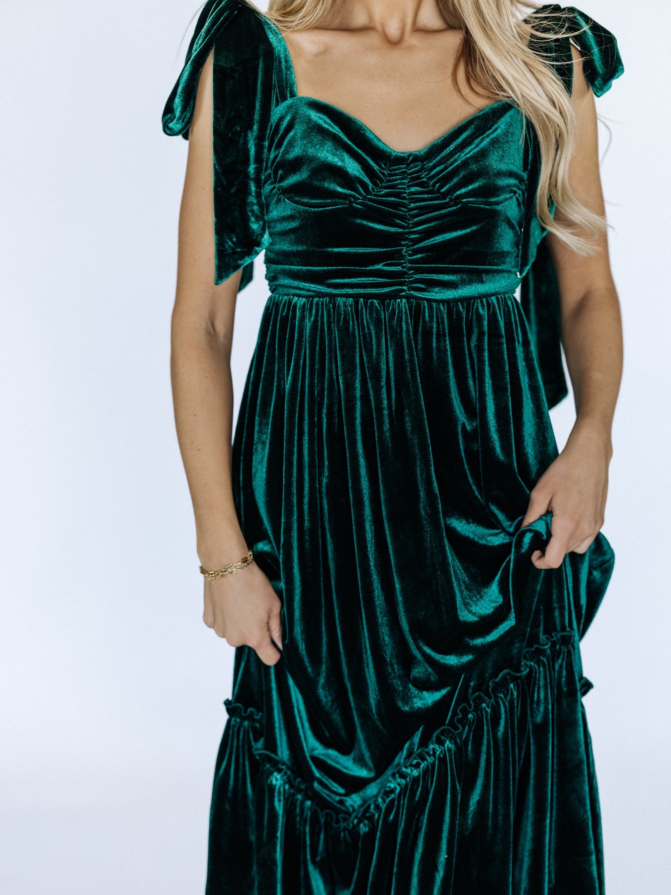 Velvet Strap Suspenders Pleated Layered Midi Dress