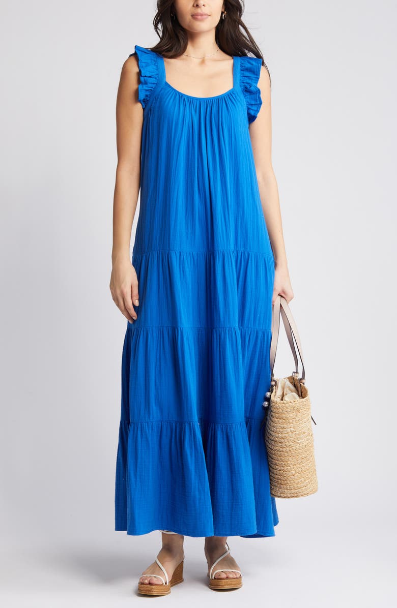 Ruffle Tiered Cotton Maxi Dress
