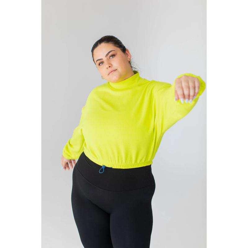 Women's Mock Neck Cropped Sweatshirt – Cozy Drawstring-Waist Pullover for Casual Daily Wear