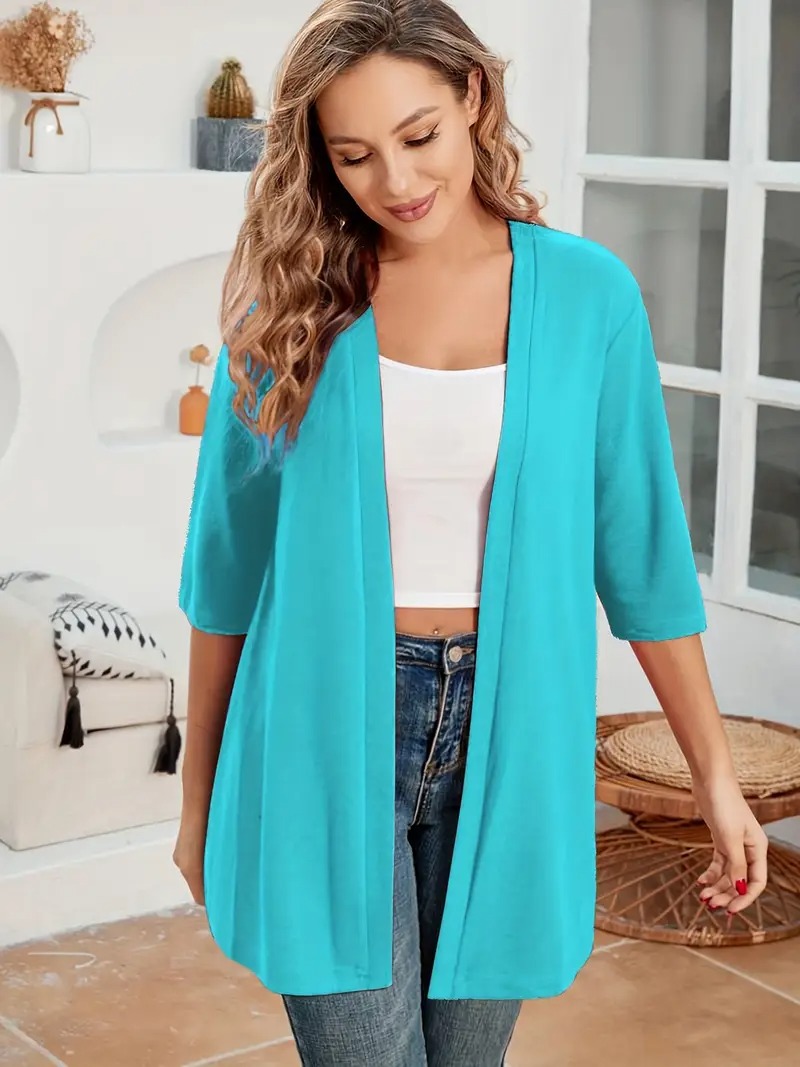 Women's Oversized Half Sleeve Open Front Cardigan