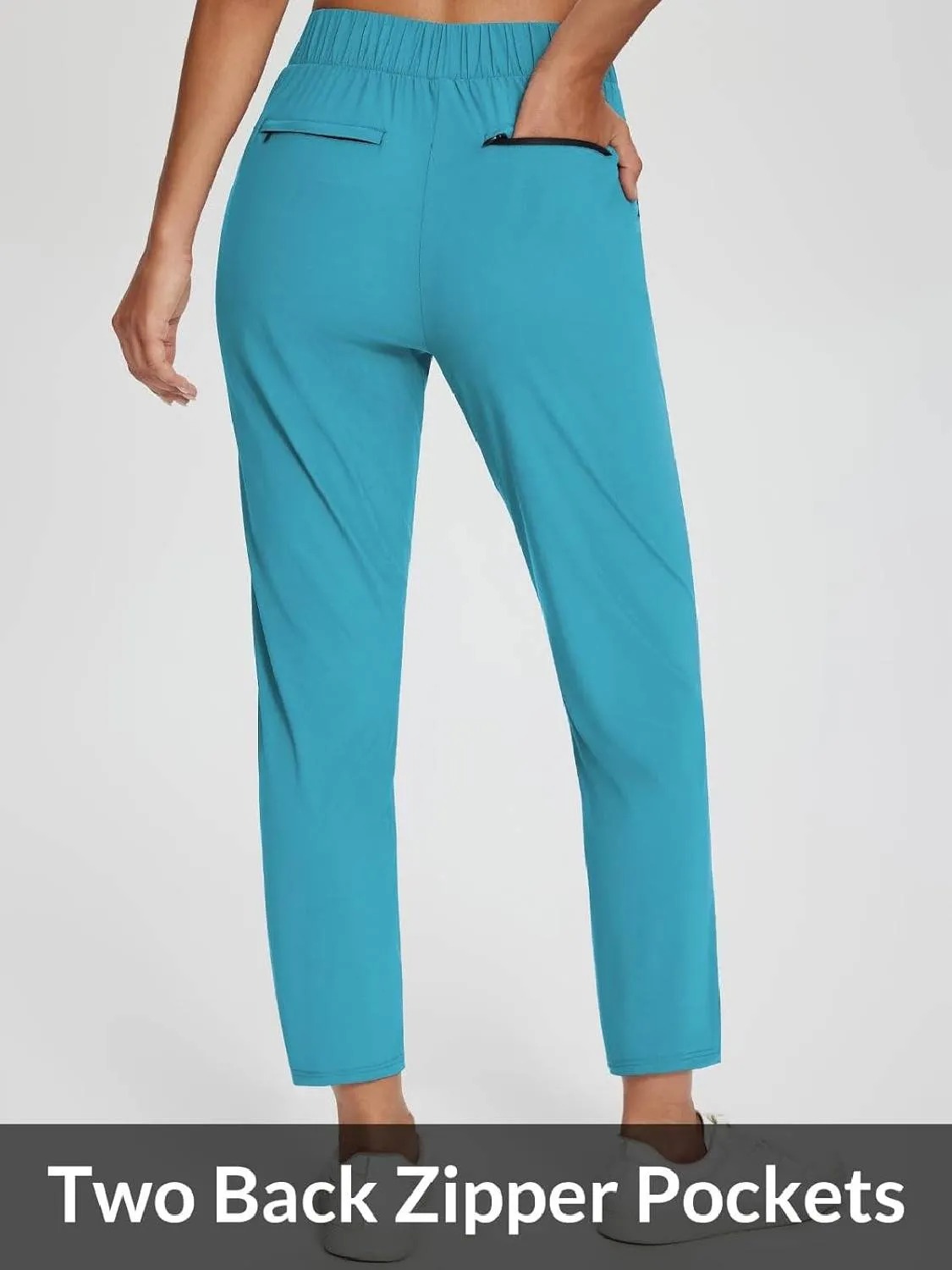 HOT SALE Women's Travel Pants Lightweight Anklle Dresss Pants With Zipper Pockets Summer UPF50