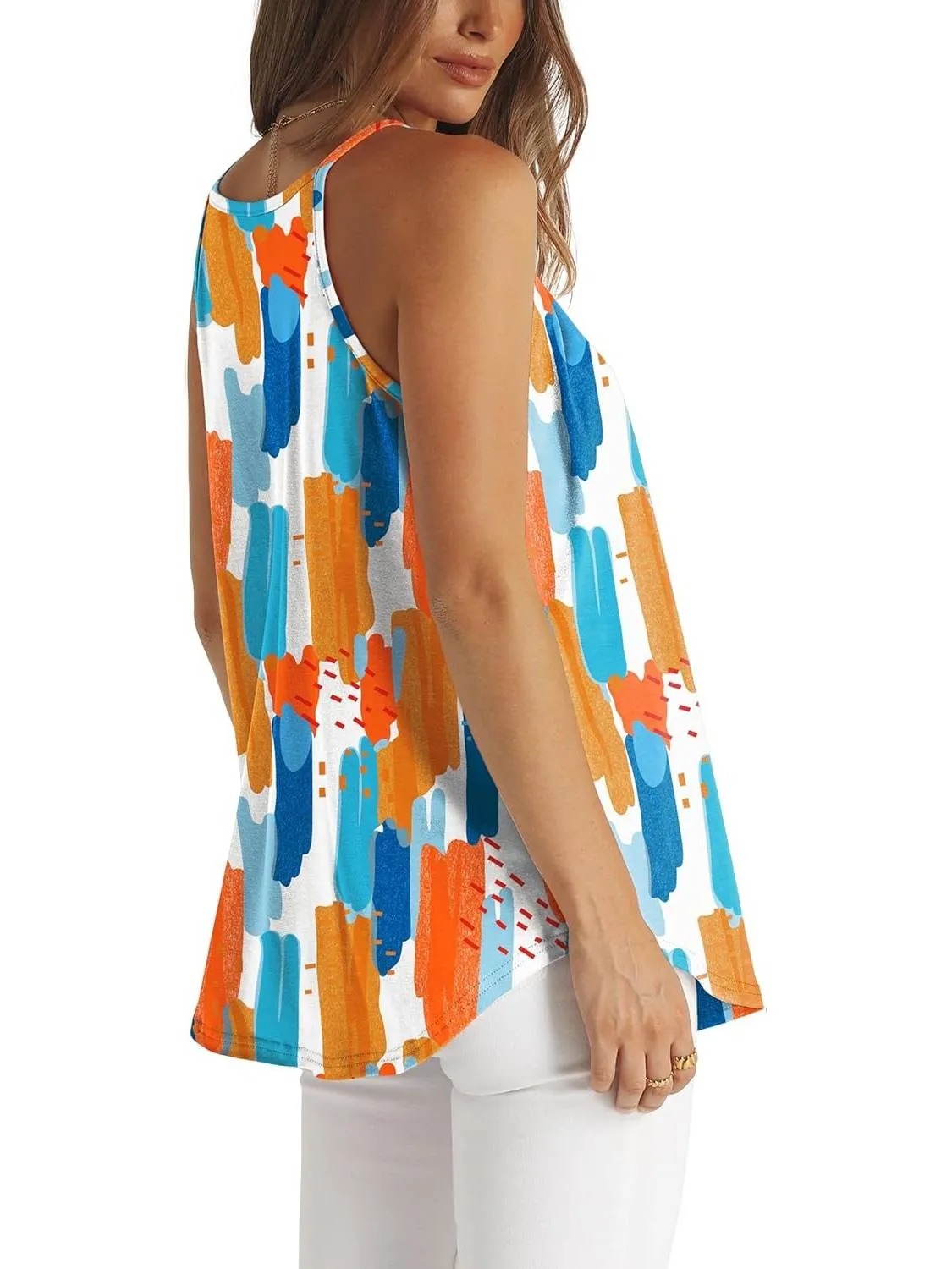 HOT SALE Women's Curved Hem Pleated Spaghetti Strap Tank Tops