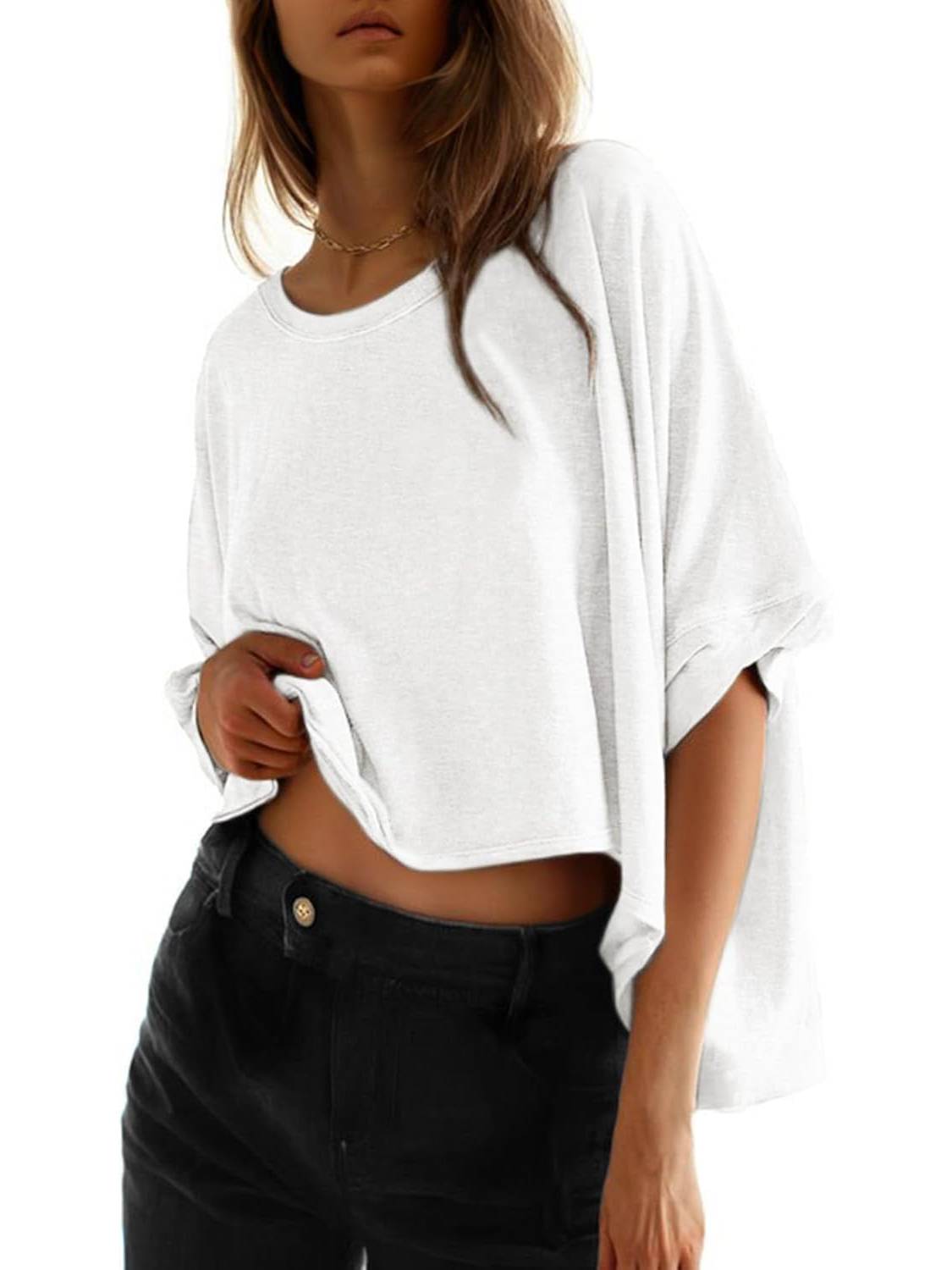Women's Oversized Short Sleeve Cropped T-Shirt