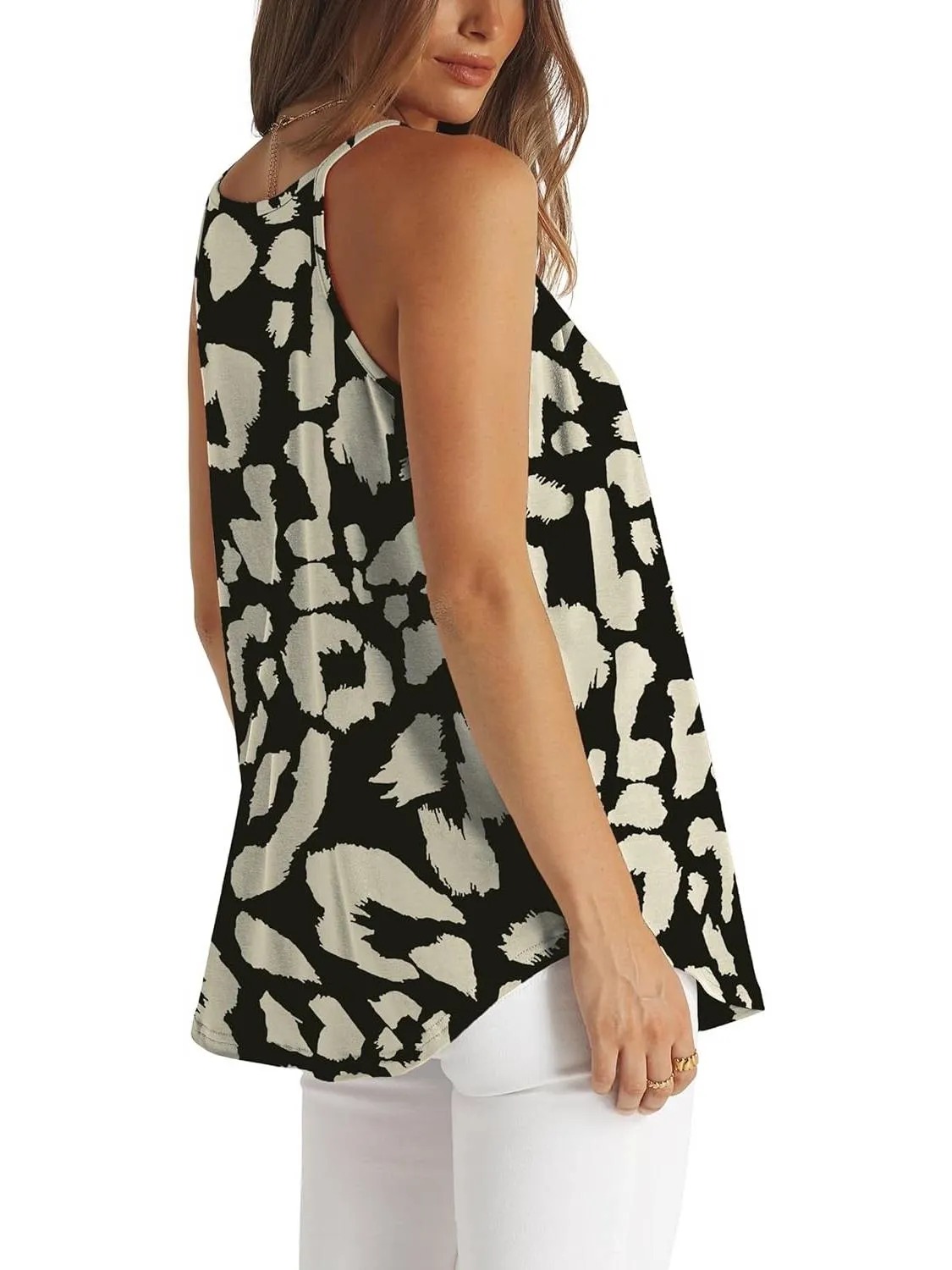 HOT SALE Women's Curved Hem Pleated Spaghetti Strap Tank Tops