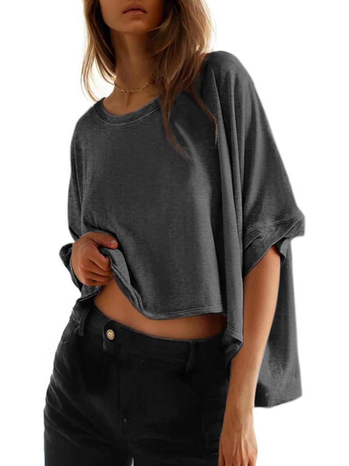 Women's Oversized Short Sleeve Cropped T-Shirt