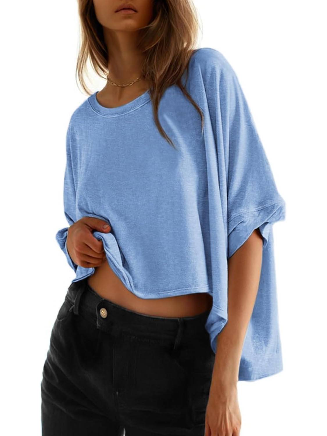 Women's Oversized Short Sleeve Cropped T-Shirt