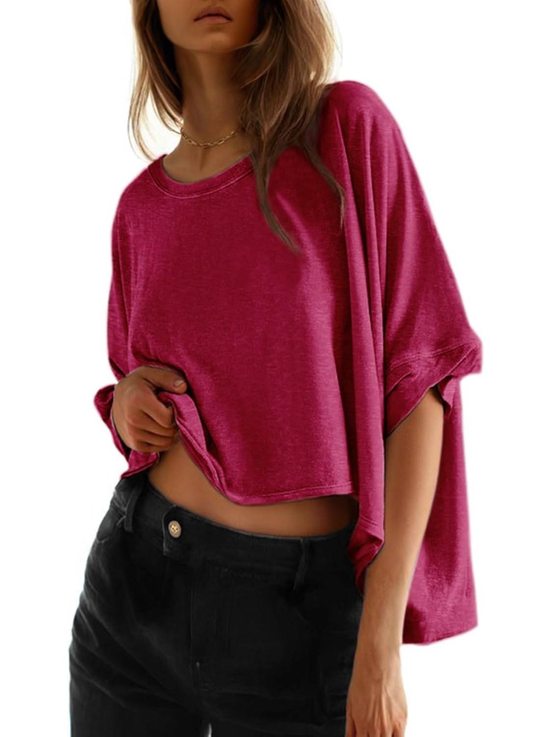 Women's Oversized Short Sleeve Cropped T-Shirt