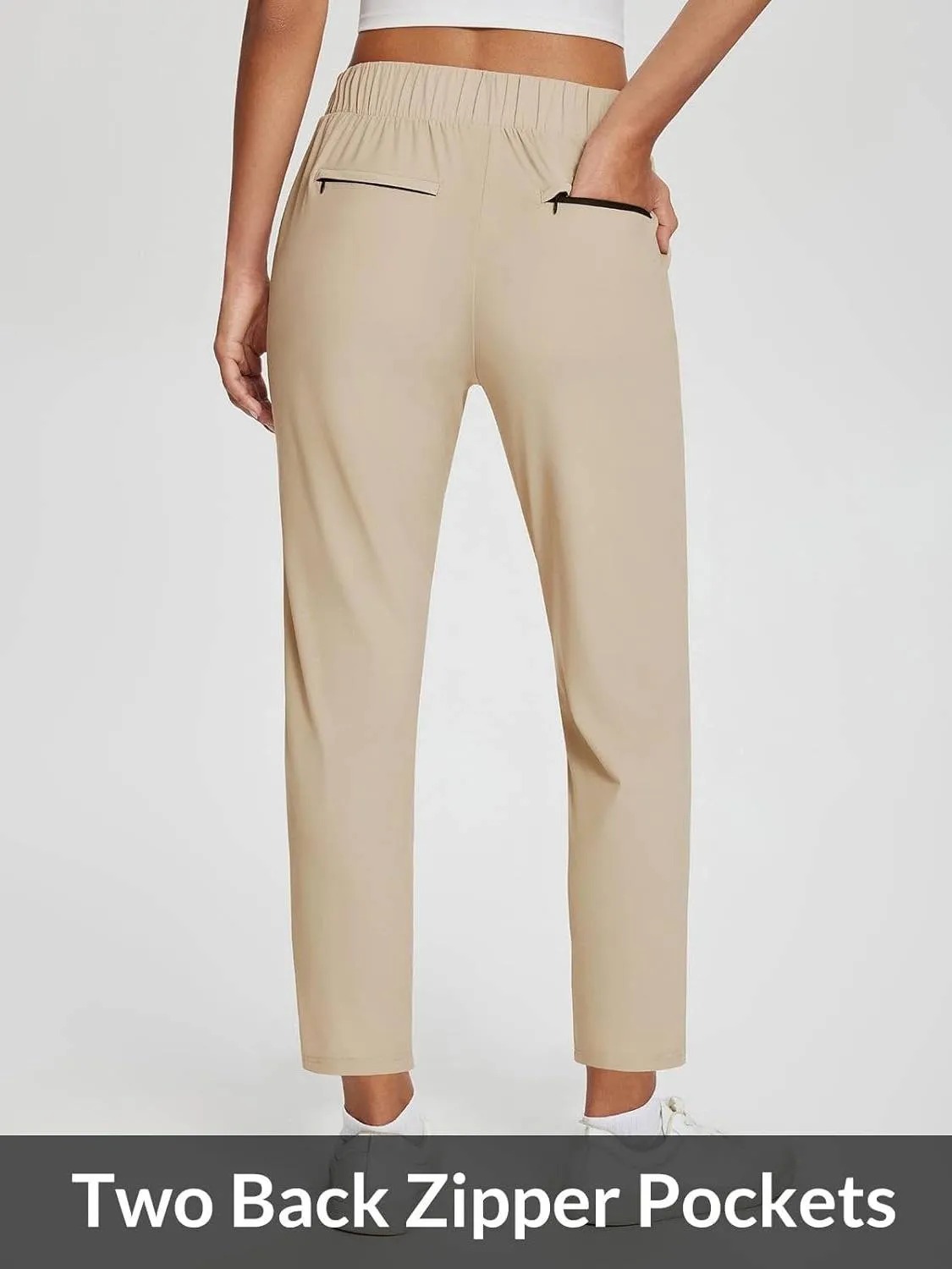 HOT SALE Women's Travel Pants Lightweight Anklle Dresss Pants With Zipper Pockets Summer UPF50