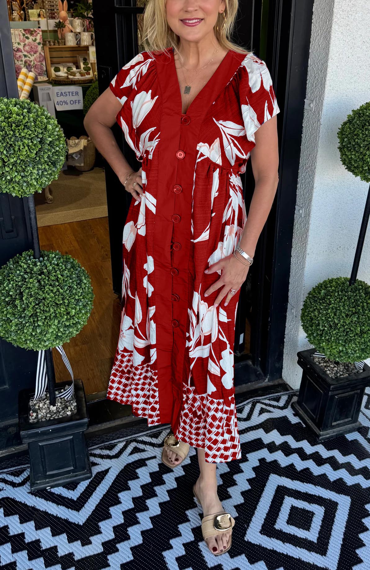 Women's Elegant Printed Button Flowy Midi Dress(Buy 2 Free Shipping)