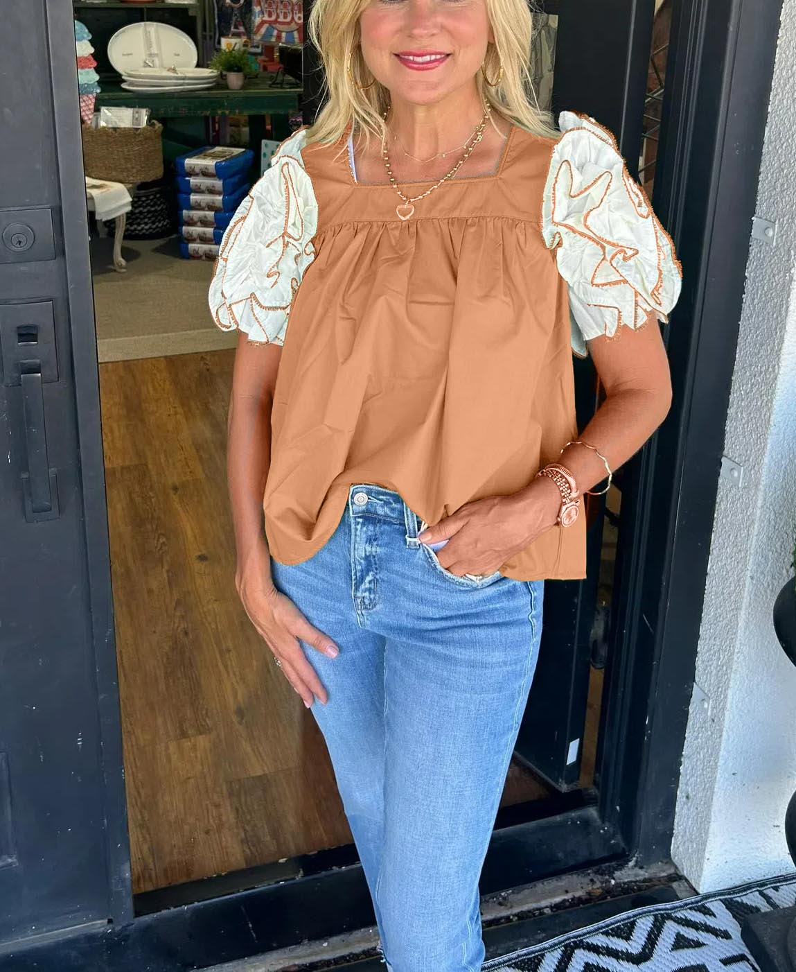 Ruffle Sleeve Top(Buy 2 Free Shipping)