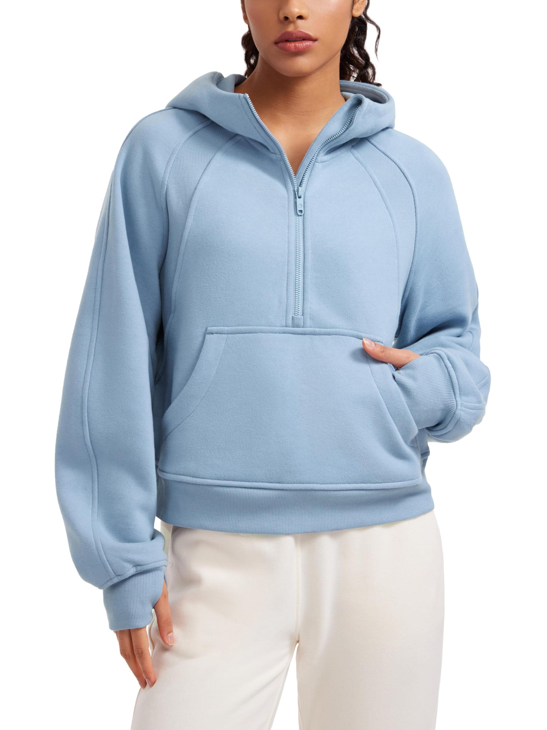 2024 Women's Fleece Cropped Hoodies Half Zip Lined Pullover (Buy 2 Free Shipping)
