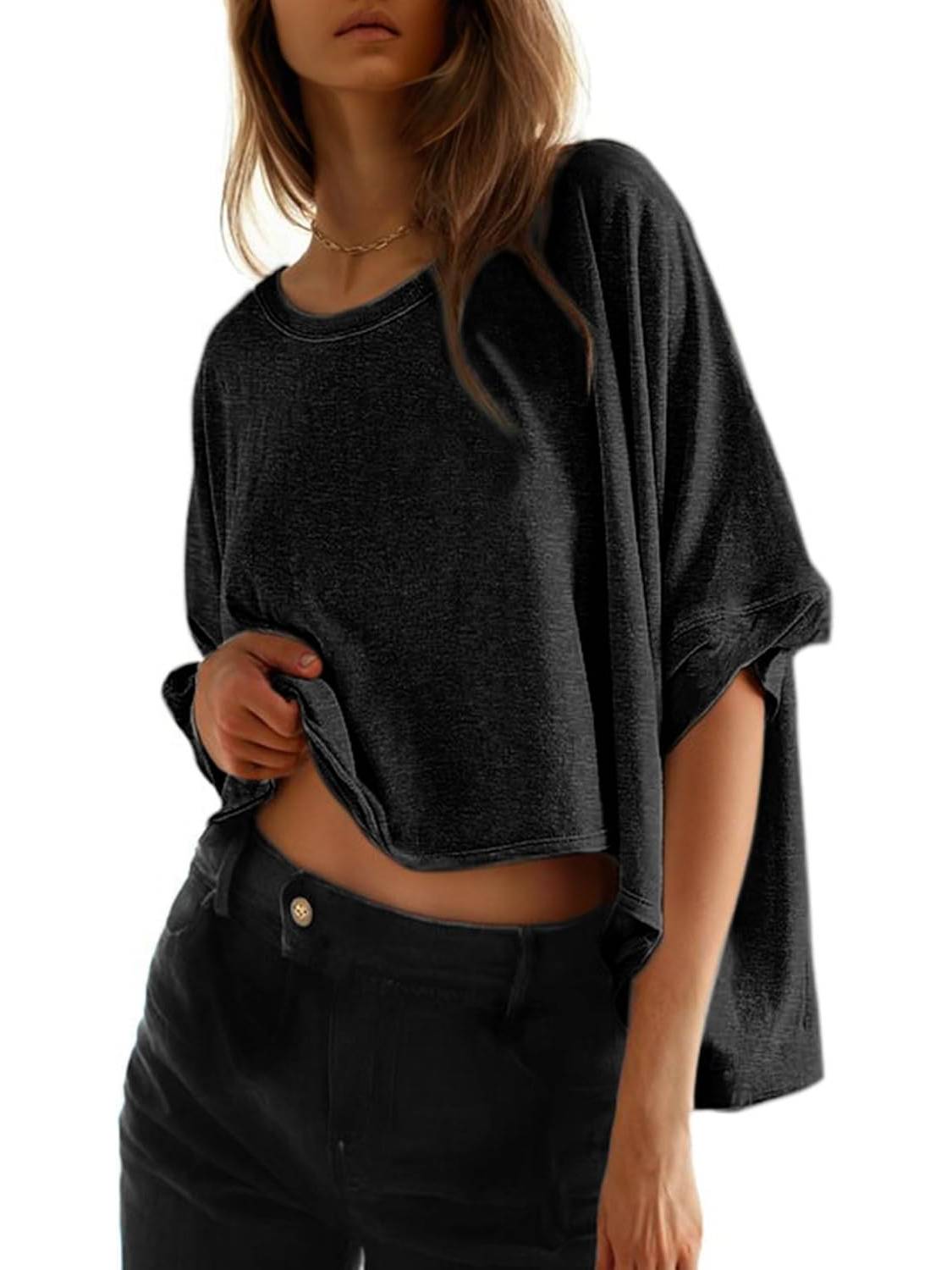 Women's Oversized Short Sleeve Cropped T-Shirt