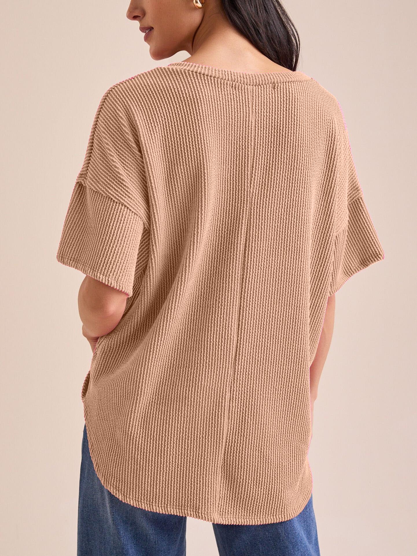 Women's Summer Ribbed Tunic Top
