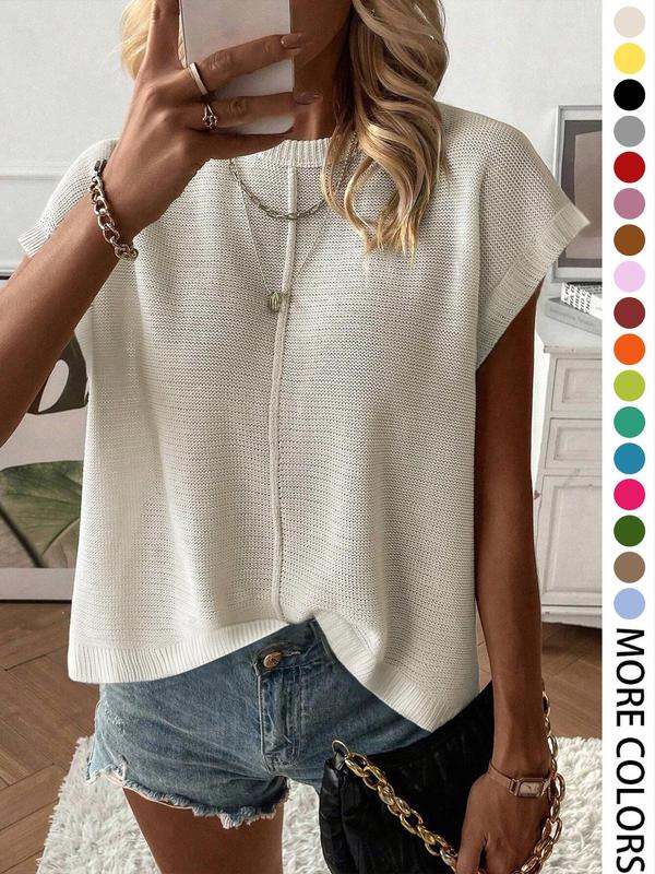 Women's Casual Breathable Fitted Short Sleeve Round Neck Knit Top (Buy 2 Free Shipping!!!)