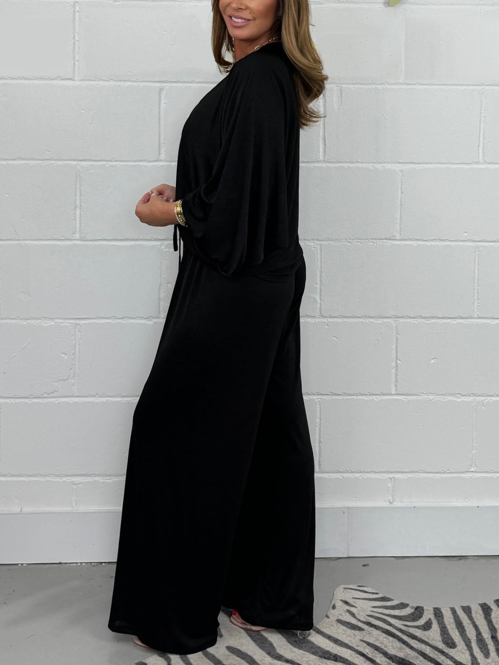 Ruched Drawsting Top & Wide Leg Pants Lounge Set