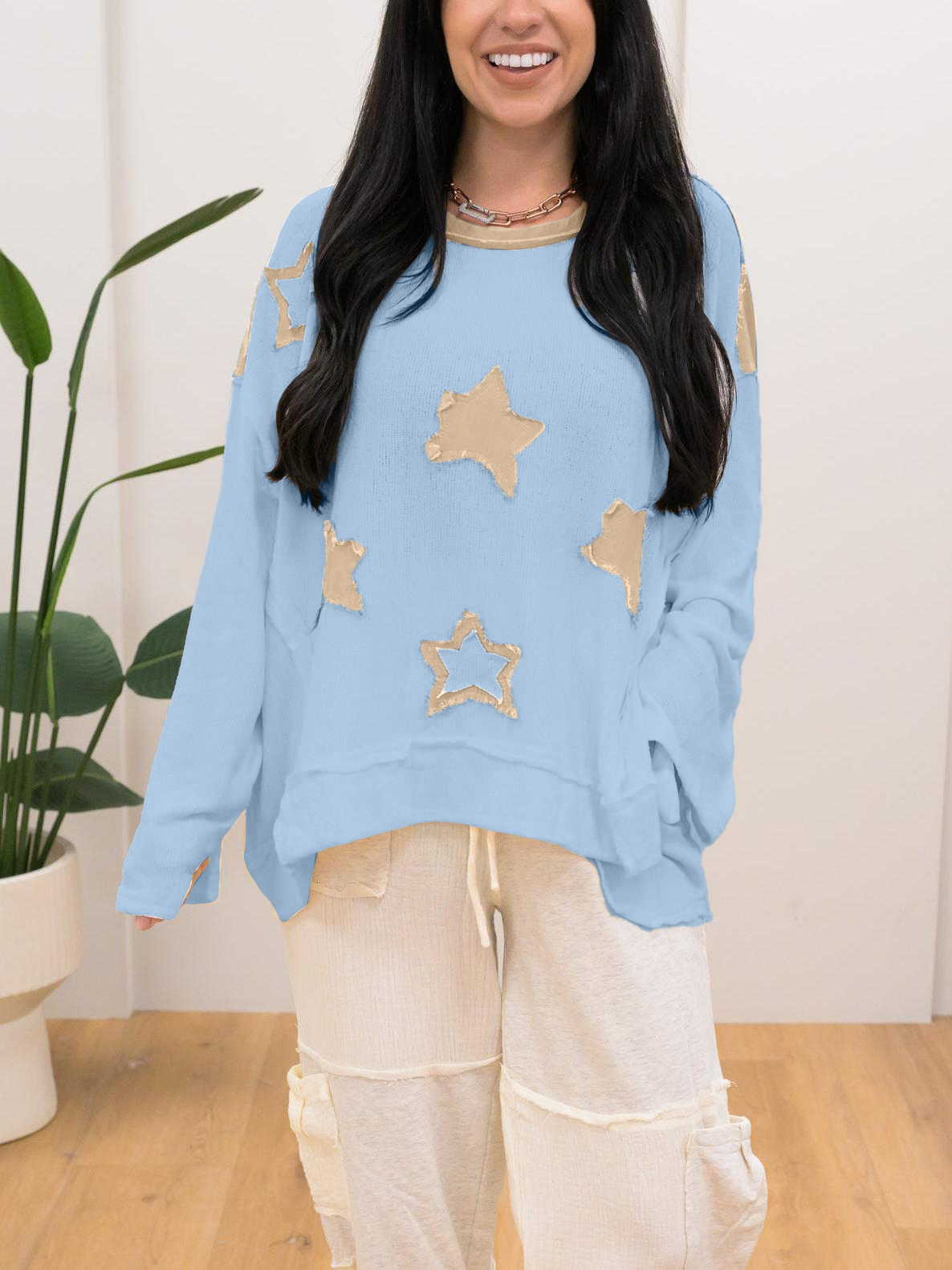 Women Oversized Star Graphic Sweatshirts 