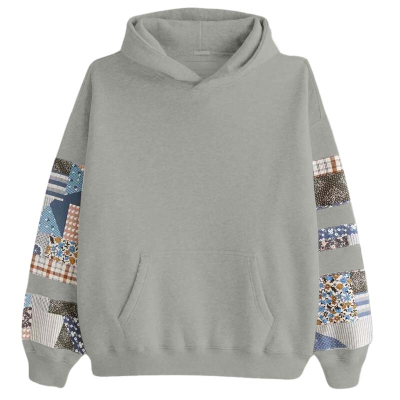 Womens Quilted Graphic Essential Popover Hoodie