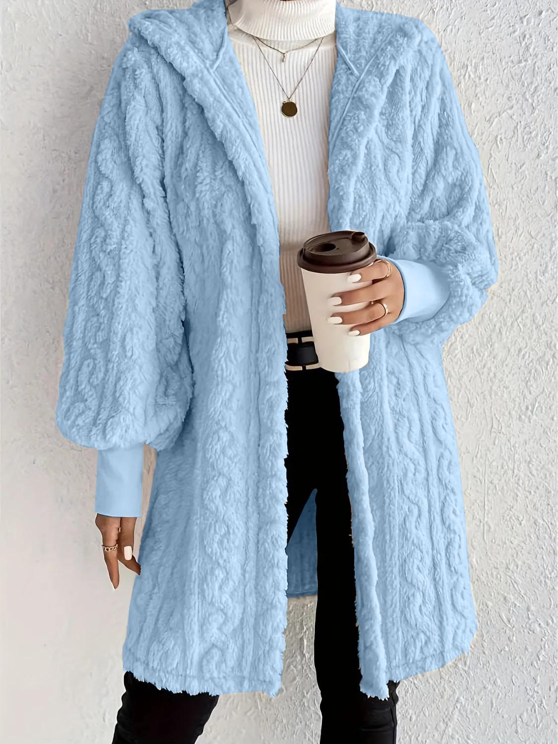 Plush Fleece Soft Midi-Length Jacket with Pockets(BUY 2 FREE SHIPPING)
