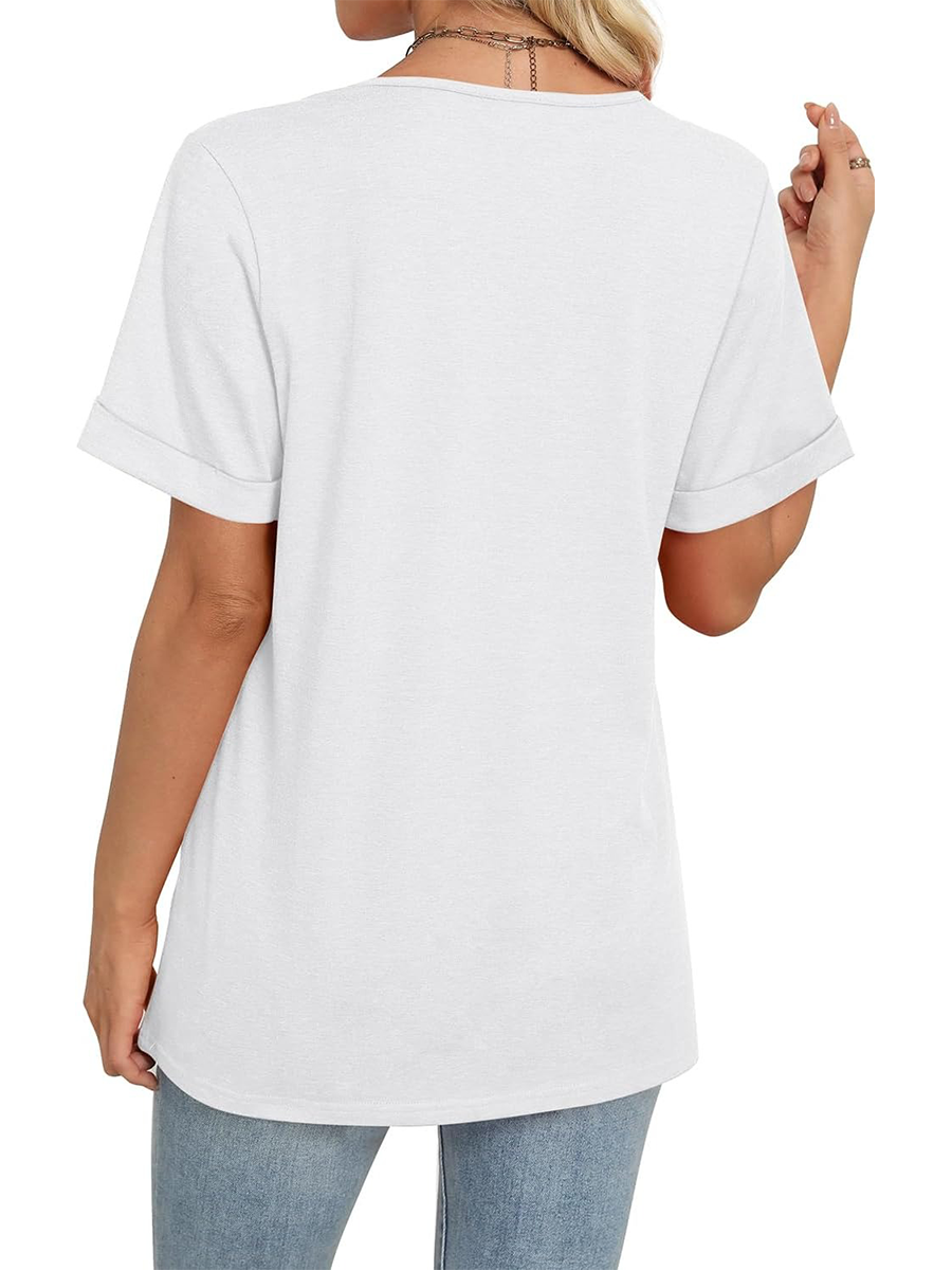 Women's Summer V Neck Short Sleeve Basic Casual T-shirt
