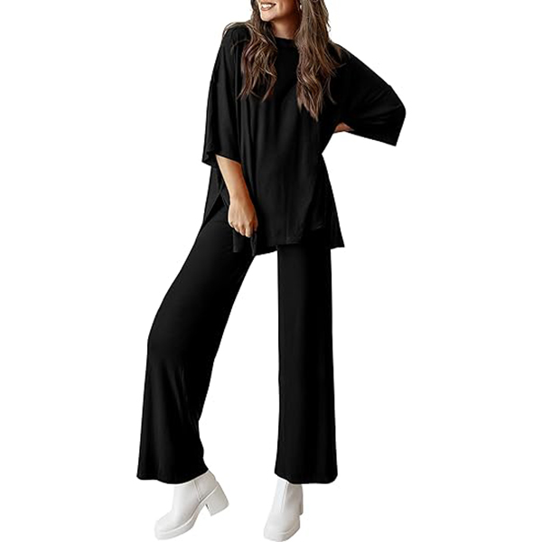 Women's 2 Piece Outfits Casual Short Tops and Wide Leg Pants Lounge Sets (Buy 2 Free Shipping)