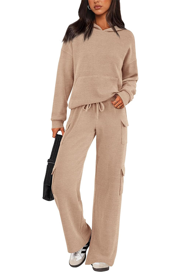 Women's Casual Hooded Sweatshirt Pocket Pants 2 Piece Set