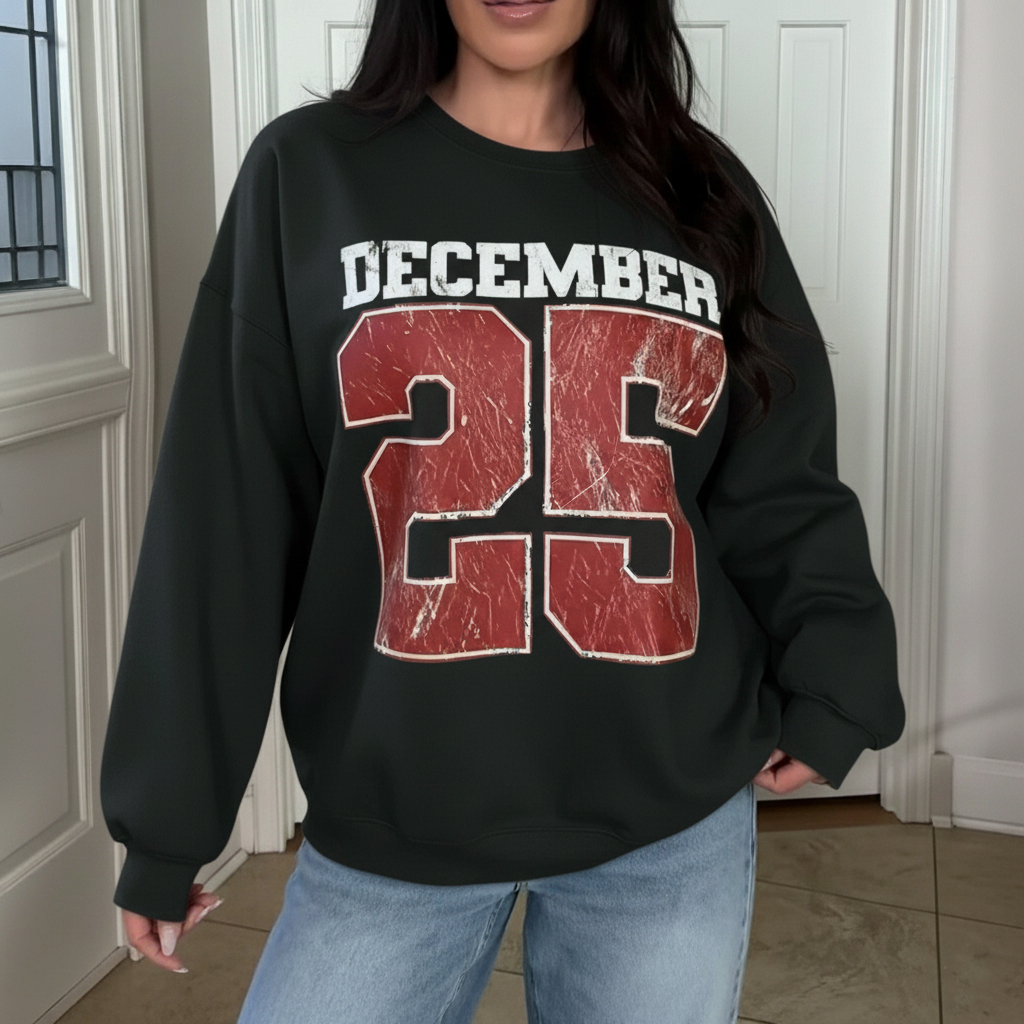 Retro December 25 Christmas Crewneck Sweatshirt