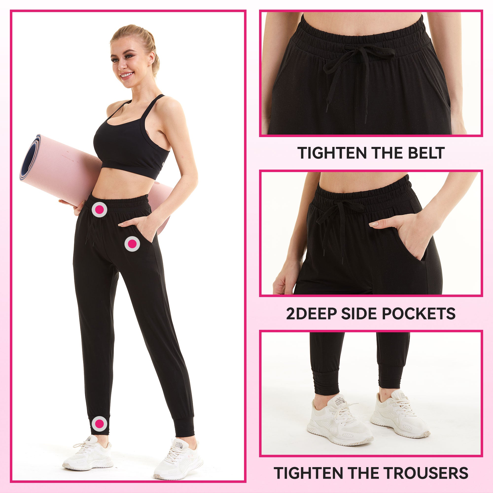 Women's Plus Size Joggers with Pockets - Comfy Sweatpants for Yoga Lounge Workout Pants