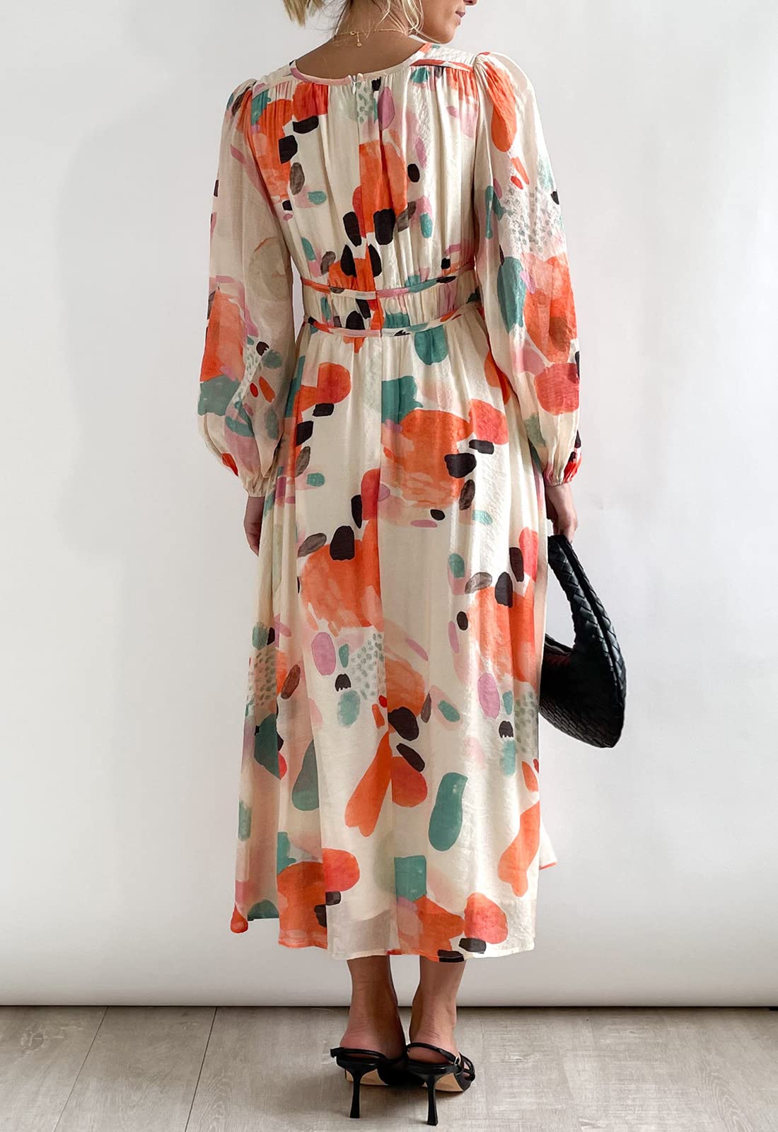 ⏰Women's 2024 Long Sleeve Boho Floral Maxi Dress-hivebabe.com