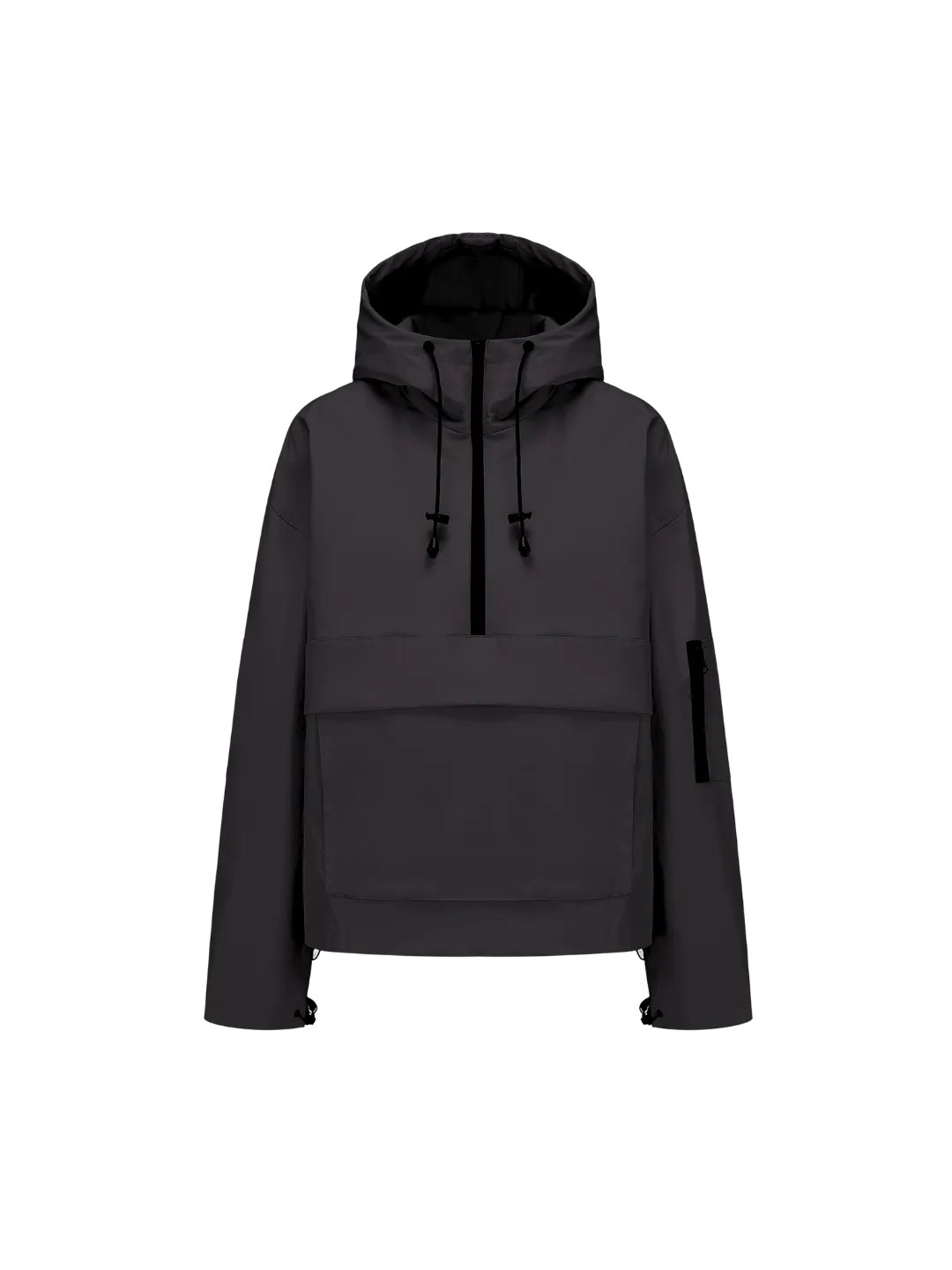 Fleece-lined Waterproof Raincoat Hoodie With Kangaroo Pocket