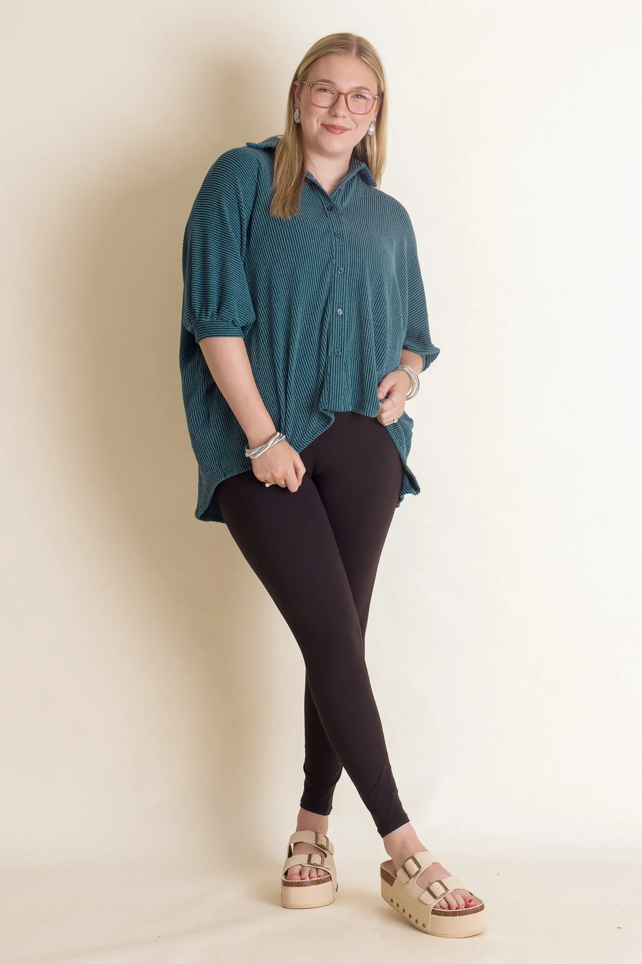 Women's Seasons Ribbed Button Down Top(Buy 2 Free Shipping)