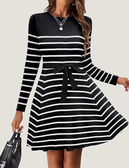 Women's Fall Winter Casual Dress Crewneck Long Sleeve A-Line Sweater (BUY 2 FREE SHIPPING!!!)