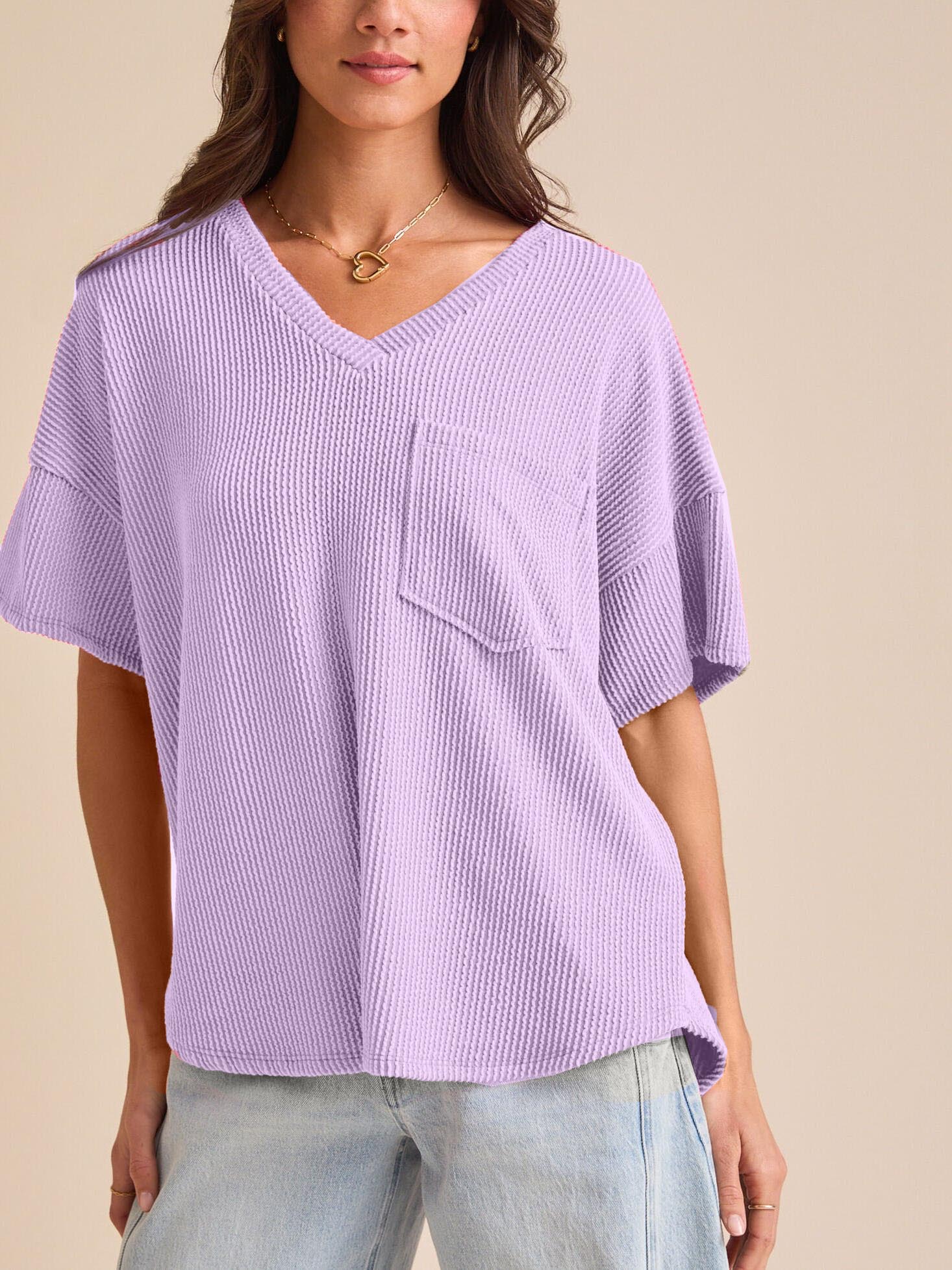 Women's Summer Ribbed Tunic Top