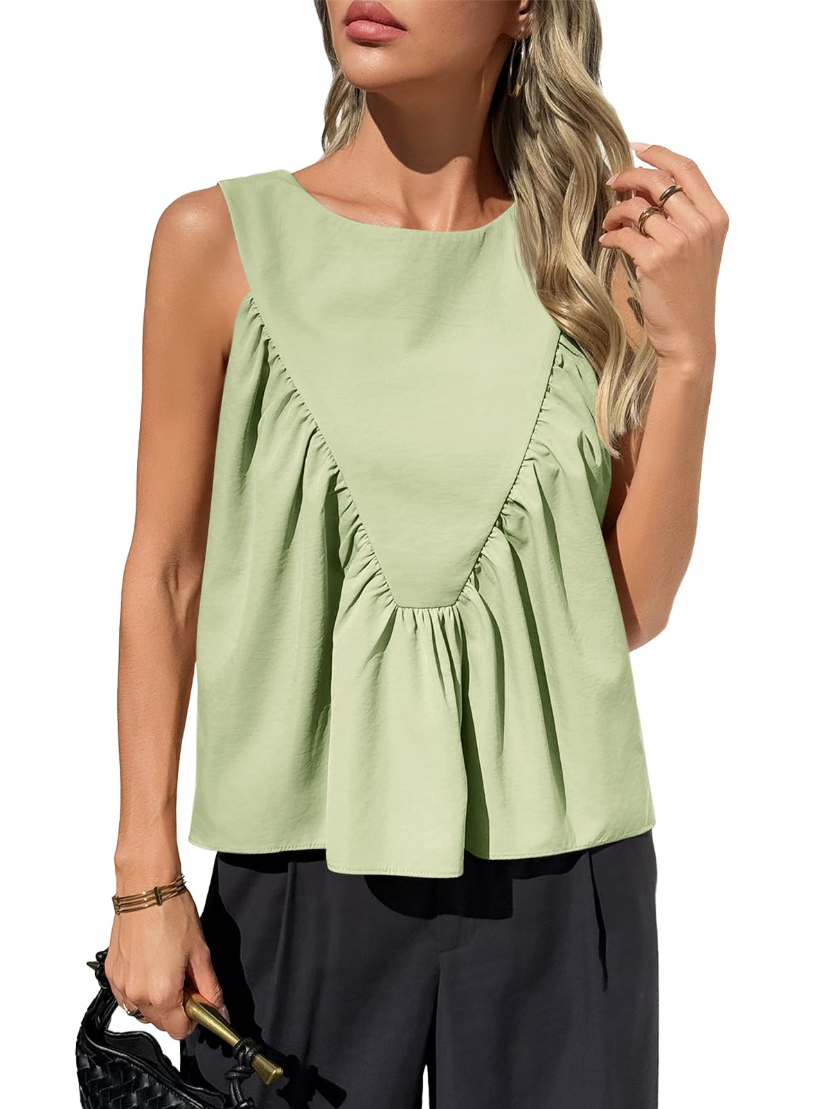 Womens Peplum Babydoll Tank Tops Summer Sleeveless Loose T Shirts (Buy 2 Free Shipping!!!)