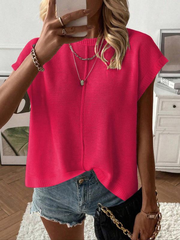 Women's Casual Breathable Fitted Short Sleeve Round Neck Knit Top (Buy 2 Free Shipping!!!)