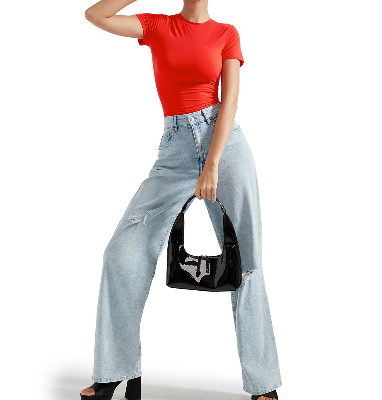 Women's Double Lined Slim Fit Crew Neck Short Sleeve T-Shirt