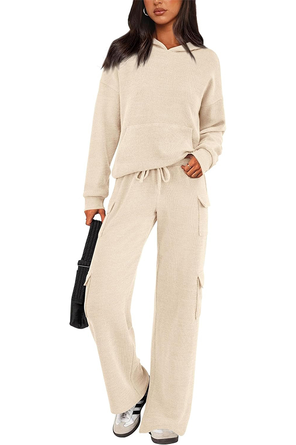 Women's Casual Hooded Sweatshirt Pocket Pants 2 Piece Set