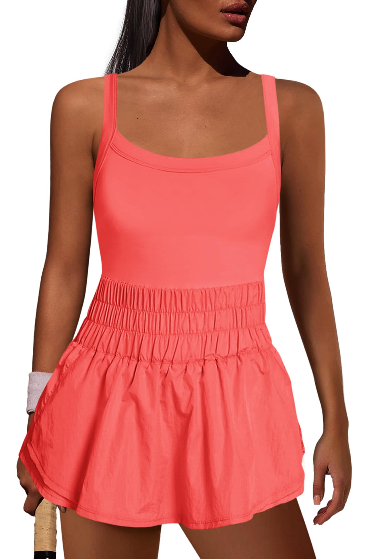 Womens Workout Romper Athletic Dress One Piece Jumpsuits 