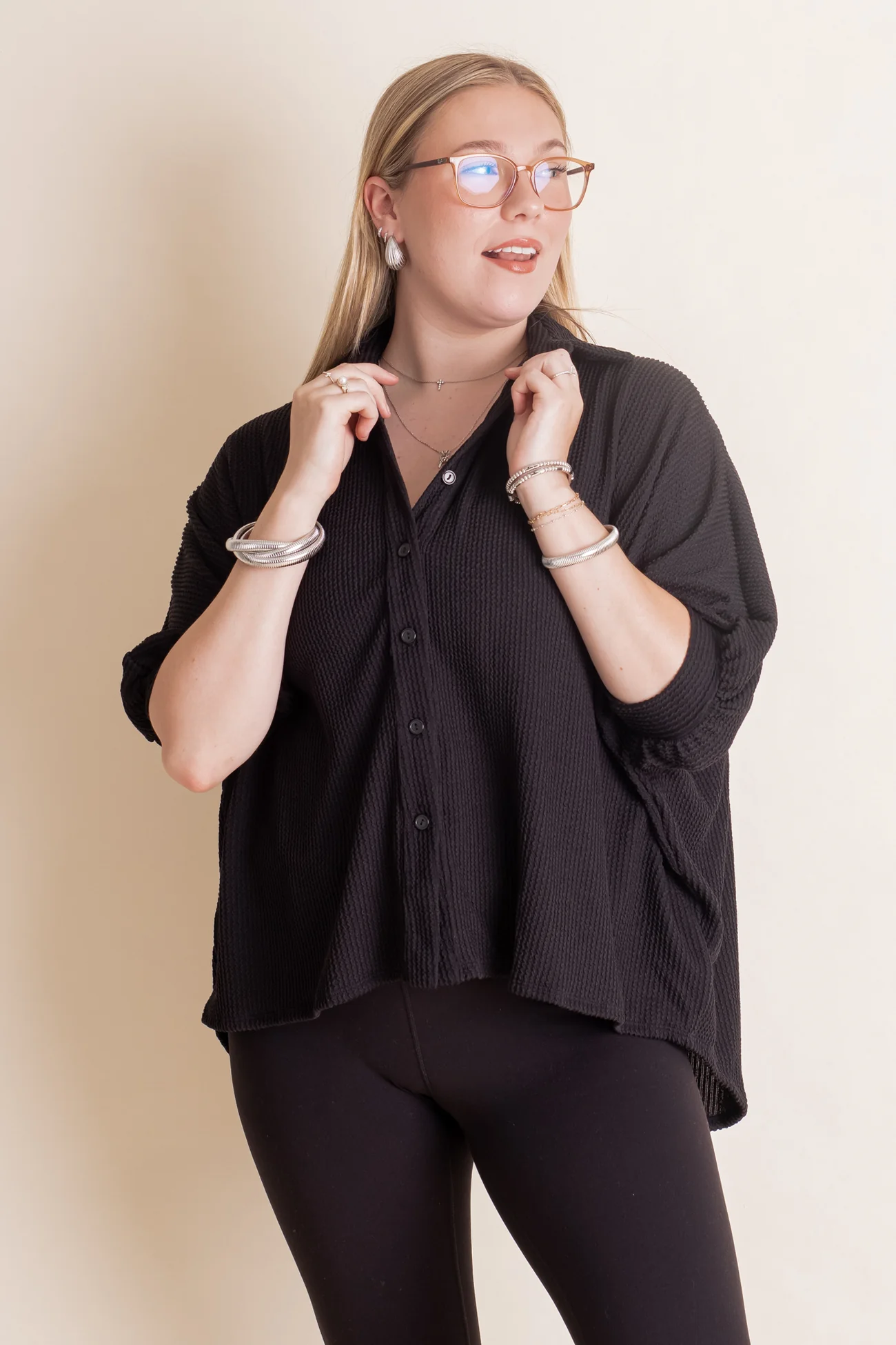 Women's Seasons Ribbed Button Down Top(Buy 2 Free Shipping)