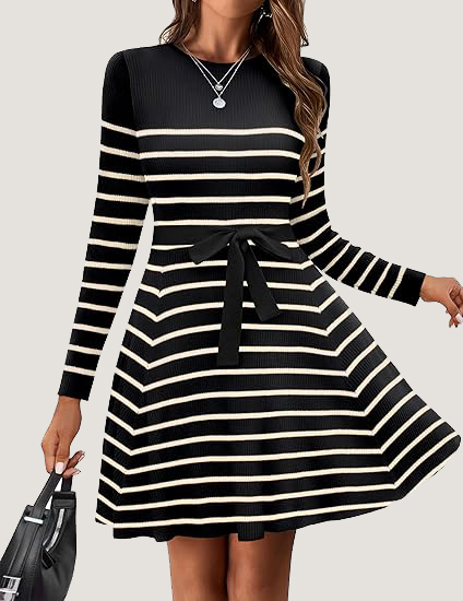 Women's Fall Winter Casual Dress Crewneck Long Sleeve A-Line Sweater (BUY 2 FREE SHIPPING!!!)