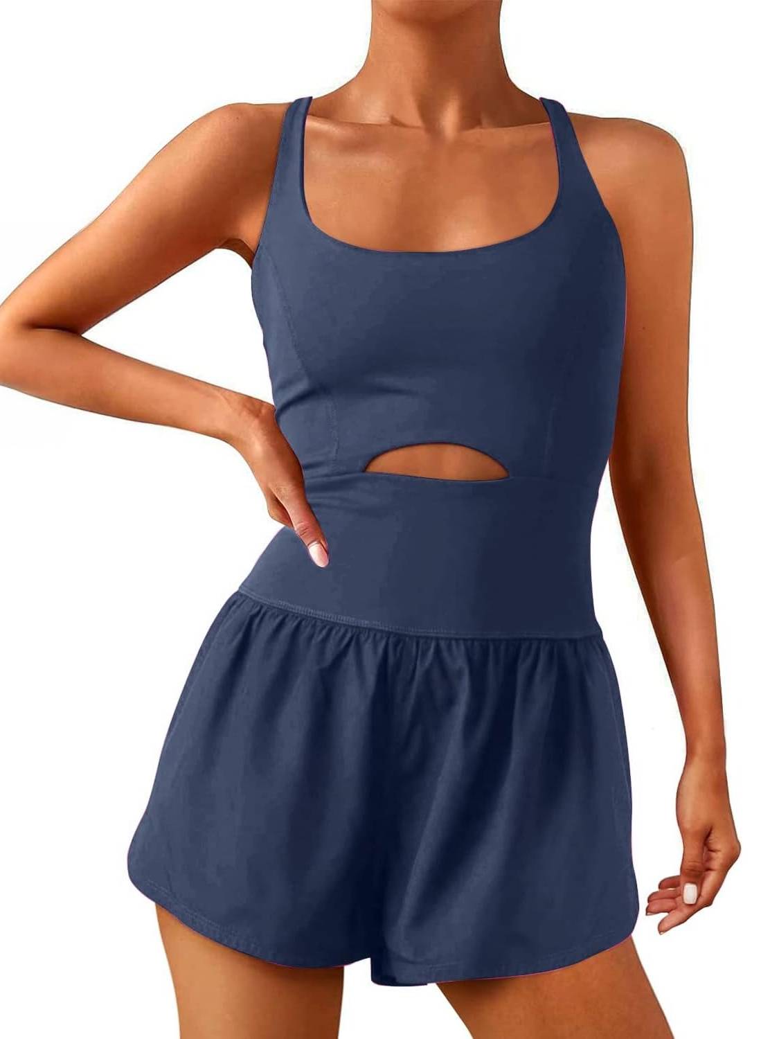 Women's Workout Jumpsuits Rompers With Padded Bras And Attached Liner