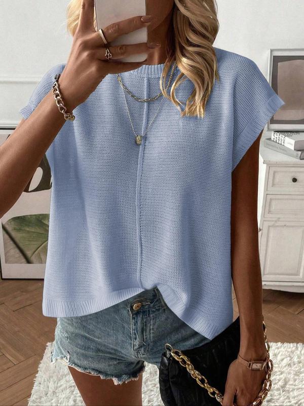 Women's Casual Breathable Fitted Short Sleeve Round Neck Knit Top (Buy 2 Free Shipping!!!)