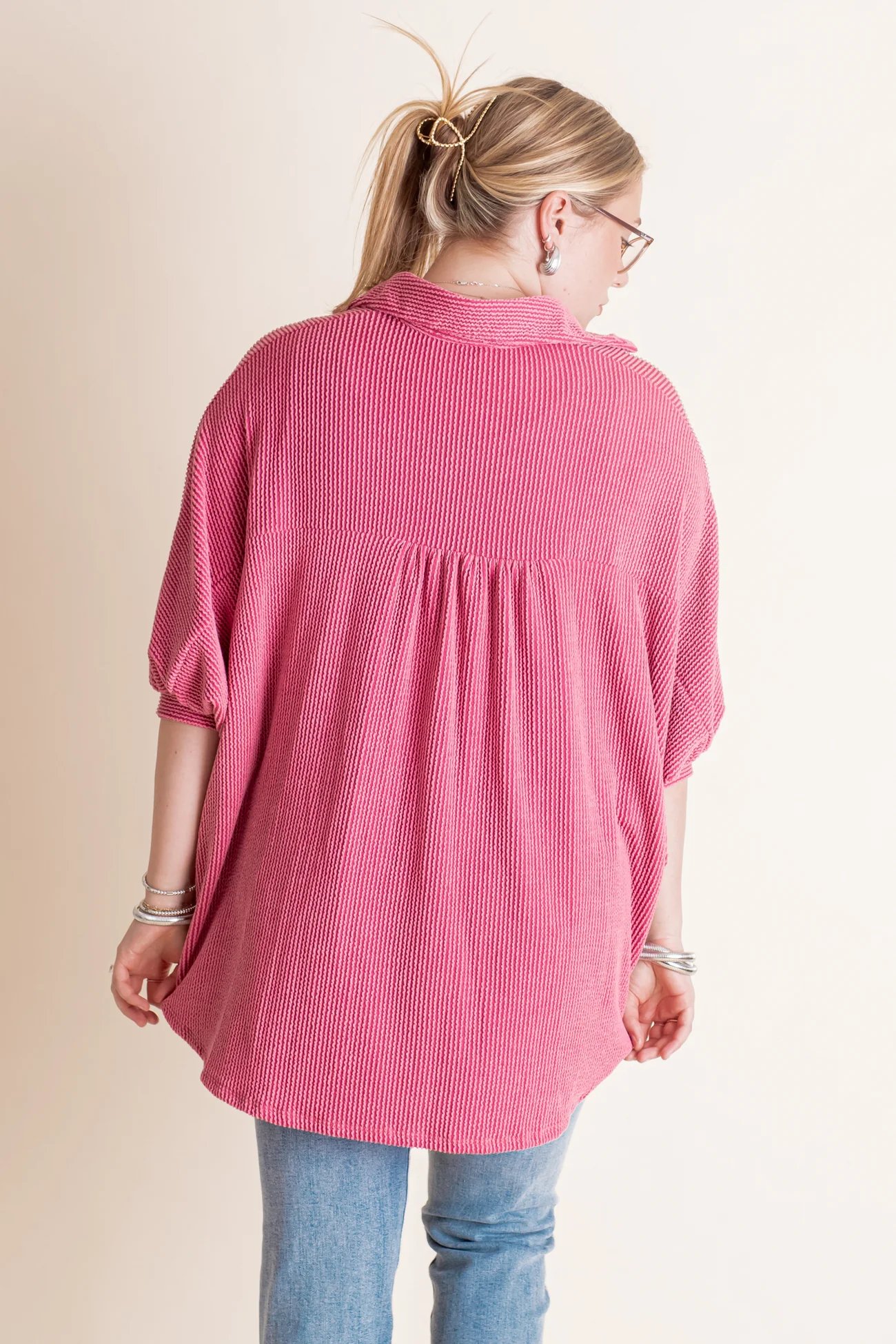 Women's Seasons Ribbed Button Down Top(Buy 2 Free Shipping)